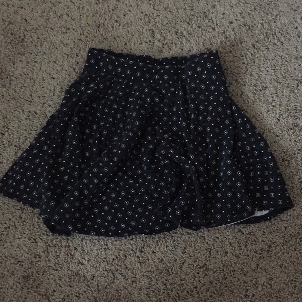 Black with white diamonds Skater Skirt